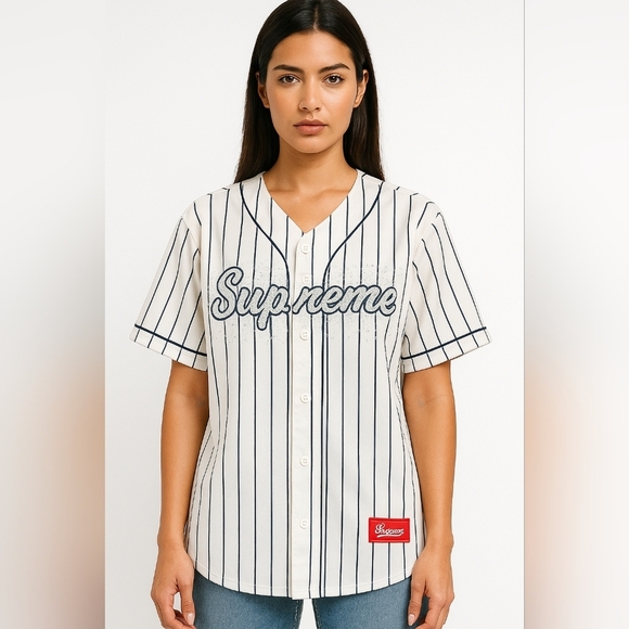 Supreme Black and White Striped Unisex Jersey